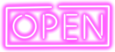 Pink neon open sign